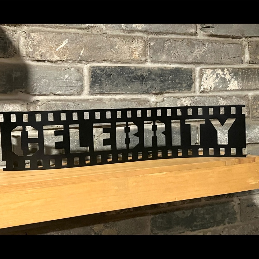Metal celebrity film reel sign. Great for theater, media, kids room